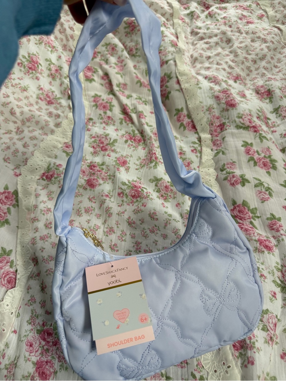 Loveshackfancy Light Blue Quilted Shoulder Bag